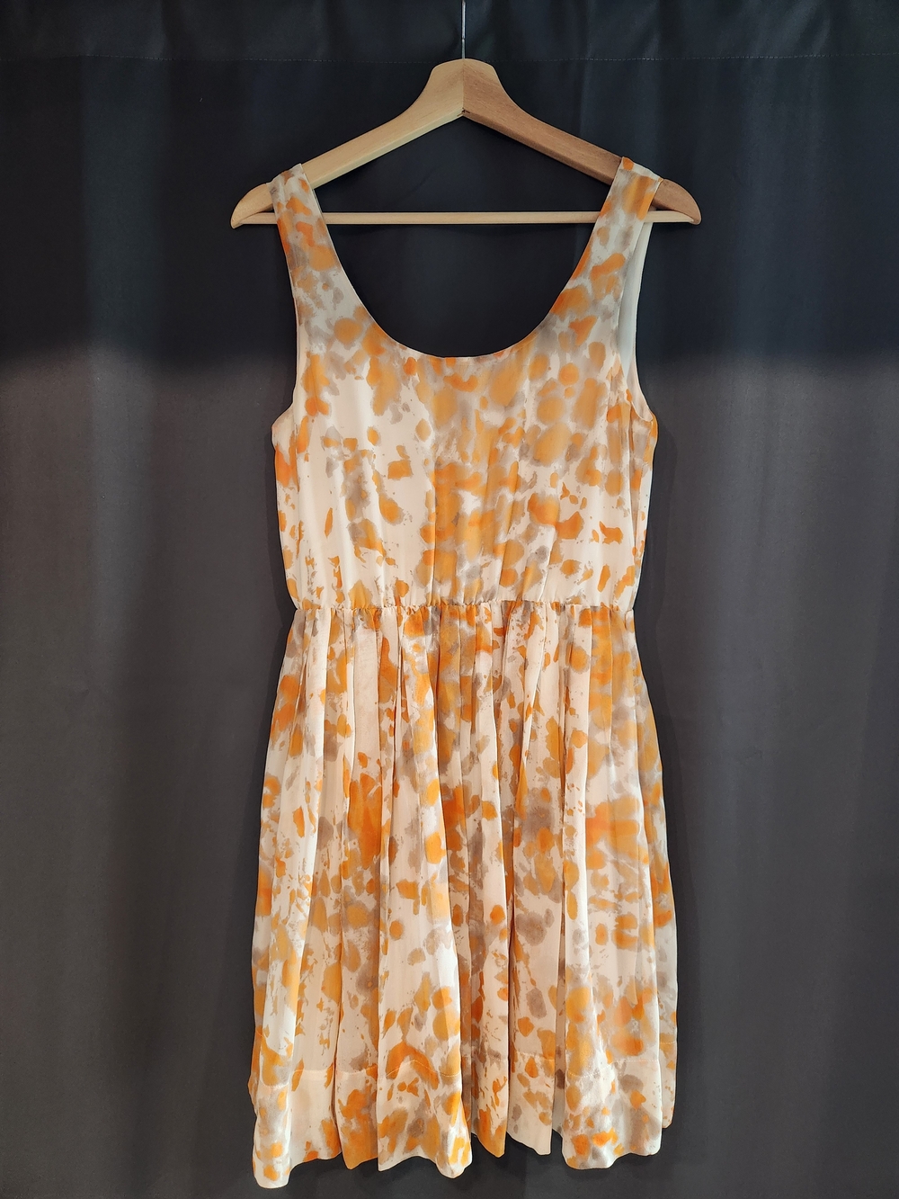Club Monaco White and Orange Printed Sleeveless Mini Dress